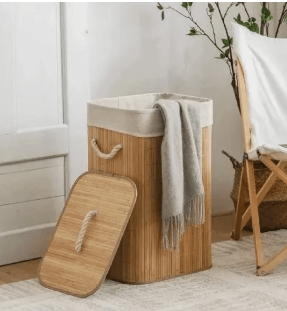 Cesta De Ropa Sucia Con Forro De Bambú